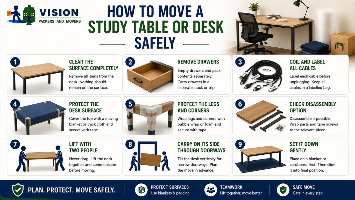 How to Move a Study Table or Desk Safely